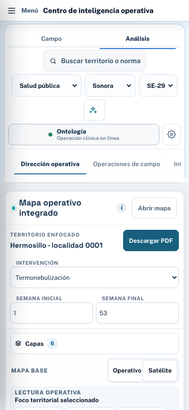 SIGOS en una pantalla móvil para operación en campo